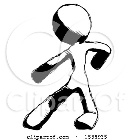 Ink Design Mascot Woman Karate Defense Pose Left by Leo Blanchette