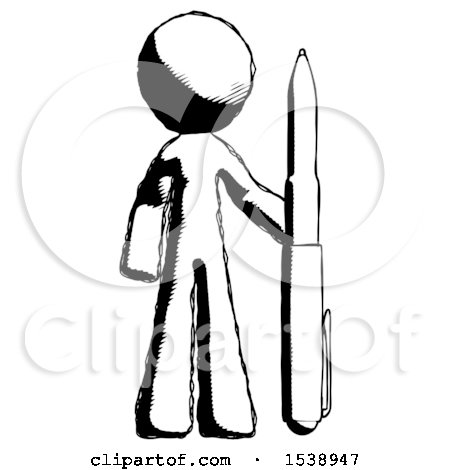 Ink Design Mascot Man Holding Large Pen by Leo Blanchette