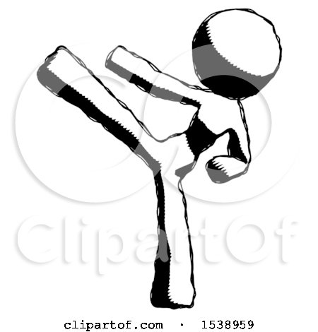 Ink Design Mascot Woman Ninja Kick Left by Leo Blanchette