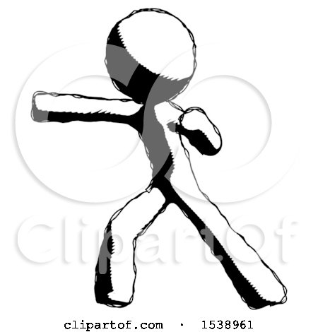Ink Design Mascot Man Martial Arts Punch Left by Leo Blanchette