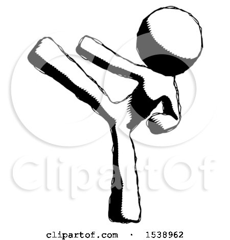 Ink Design Mascot Man Ninja Kick Left by Leo Blanchette