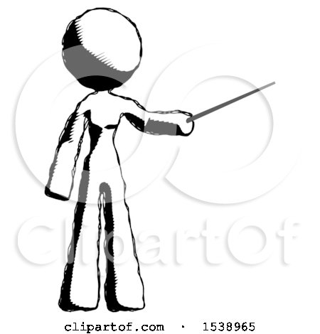 Ink Design Mascot Woman Teacher or Conductor with Stick or Baton Directing by Leo Blanchette