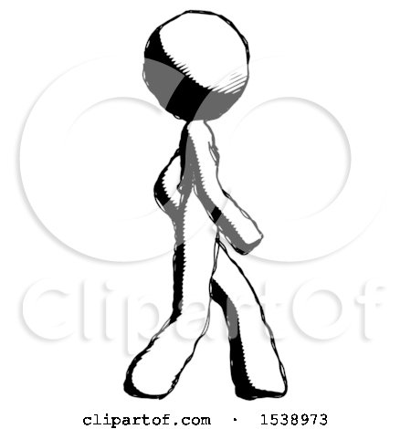 Ink Design Mascot Woman Walking Right Side View by Leo Blanchette