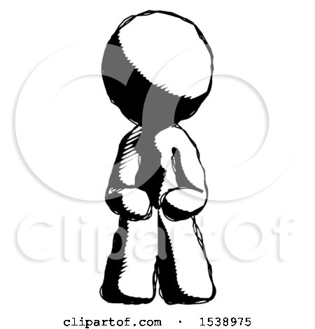 Ink Design Mascot Man Squatting Facing Front by Leo Blanchette