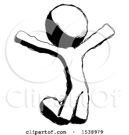 Ink Design Mascot Man Jumping or Kneeling with Gladness by Leo Blanchette