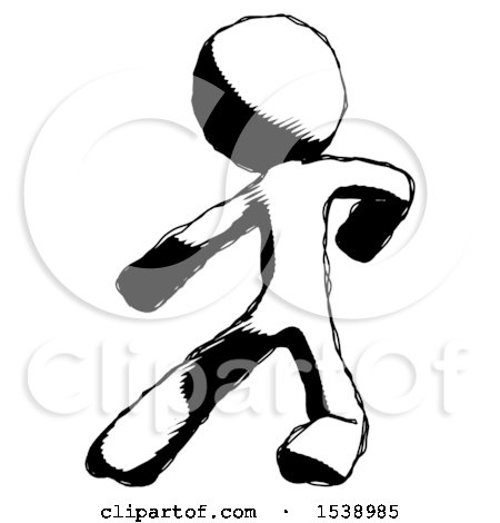 Ink Design Mascot Man Karate Defense Pose Left by Leo Blanchette
