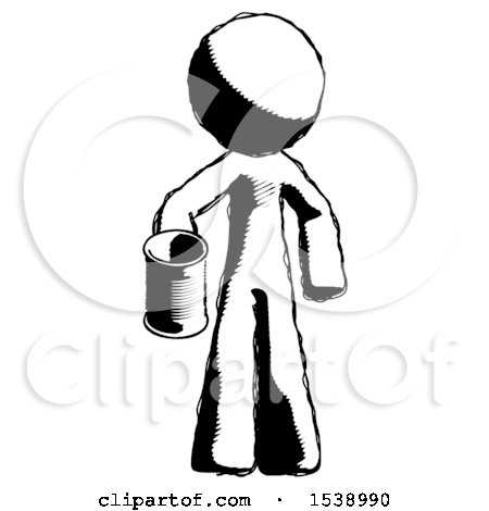 Ink Design Mascot Man Begger Holding Can Begging or Asking for Charity by Leo Blanchette