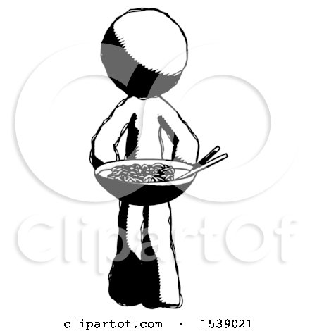 Ink Design Mascot Man Serving or Presenting Noodles by Leo Blanchette