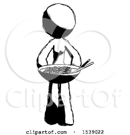 Ink Design Mascot Woman Serving or Presenting Noodles by Leo Blanchette