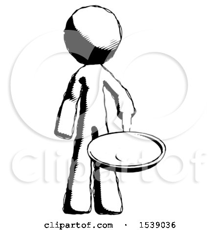 Ink Design Mascot Man Frying Egg in Pan or Wok by Leo Blanchette