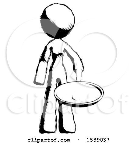 Ink Design Mascot Woman Frying Egg in Pan or Wok by Leo Blanchette