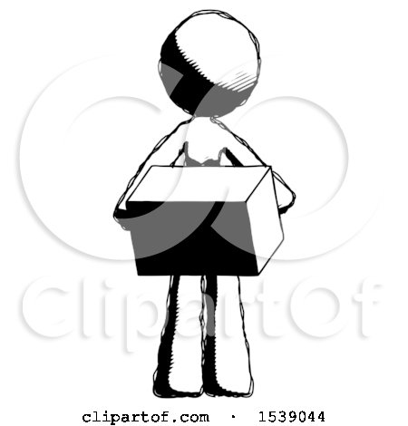 Ink Design Mascot Woman Holding Box Sent or Arriving in Mail by Leo Blanchette