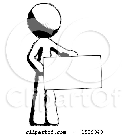 Ink Design Mascot Man Presenting Large Envelope by Leo Blanchette