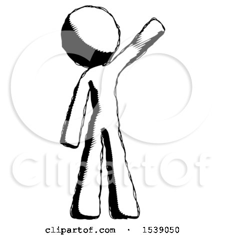 Ink Design Mascot Man Waving Emphatically with Left Arm by Leo Blanchette
