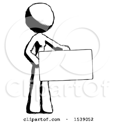 Ink Design Mascot Woman Presenting Large Envelope by Leo Blanchette