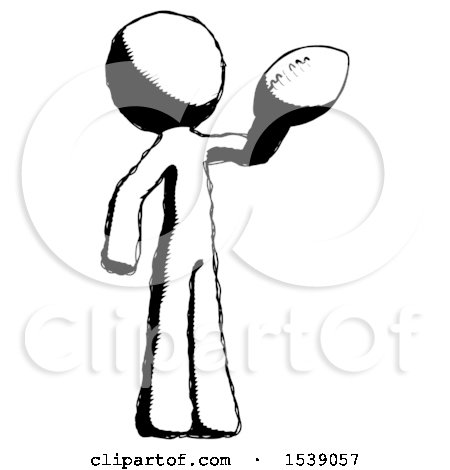 Ink Design Mascot Man Holding Football up by Leo Blanchette