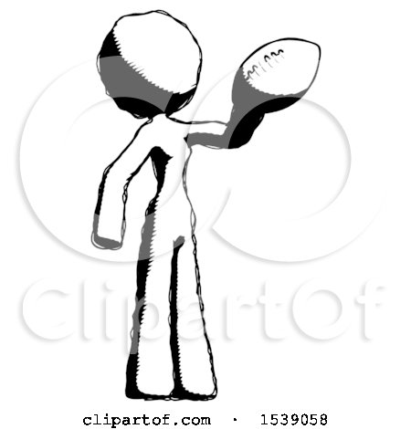 Ink Design Mascot Woman Holding Football up by Leo Blanchette