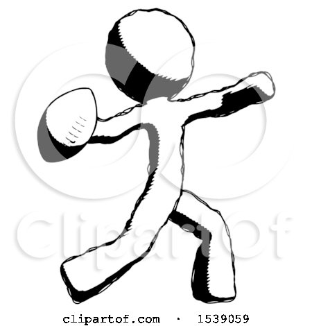 Ink Design Mascot Man Throwing Football by Leo Blanchette