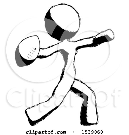 Ink Design Mascot Woman Throwing Football by Leo Blanchette