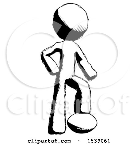 Ink Design Mascot Man Standing with Foot on Football by Leo Blanchette