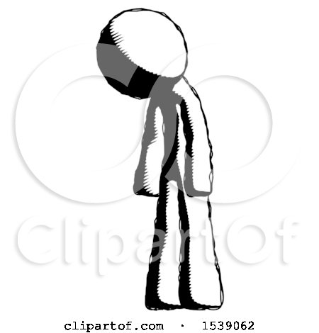 Ink Design Mascot Man Depressed with Head down Turned Left by Leo Blanchette