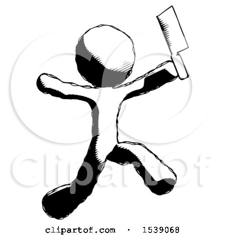 Ink Design Mascot Man Psycho Running with Meat Cleaver by Leo Blanchette