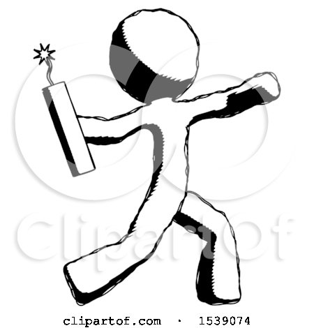 Ink Design Mascot Man Throwing Dynamite by Leo Blanchette