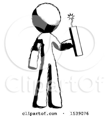 Ink Design Mascot Man Holding Dynamite with Fuse Lit by Leo Blanchette