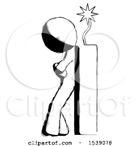 Ink Design Mascot Man Leaning Against Dynimate, Large Stick Ready to Blow by Leo Blanchette