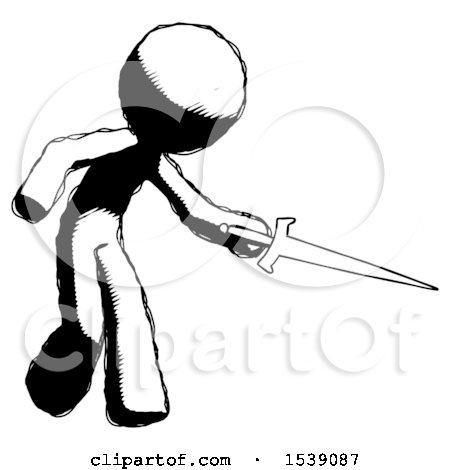 Ink Design Mascot Man Sword Pose Stabbing or Jabbing by Leo Blanchette
