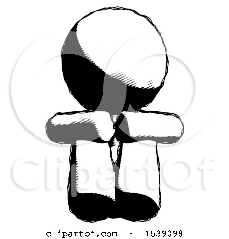 Ink Design Mascot Man Sitting with Head down Facing Forward by Leo Blanchette