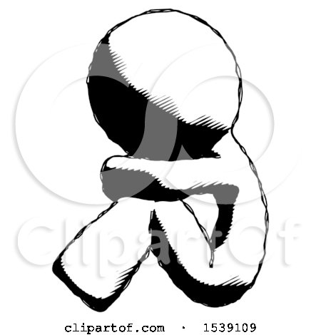 Ink Design Mascot Man Sitting with Head down Facing Sideways Left by Leo Blanchette