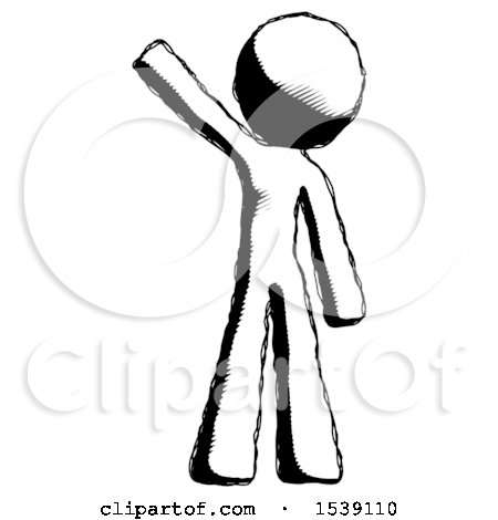 Ink Design Mascot Man Waving Emphatically with Right Arm by Leo Blanchette