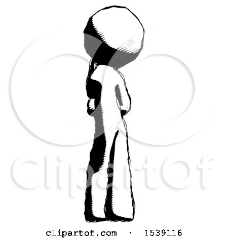 Ink Design Mascot Man Thinking, Wondering, or Pondering Rear View by Leo Blanchette
