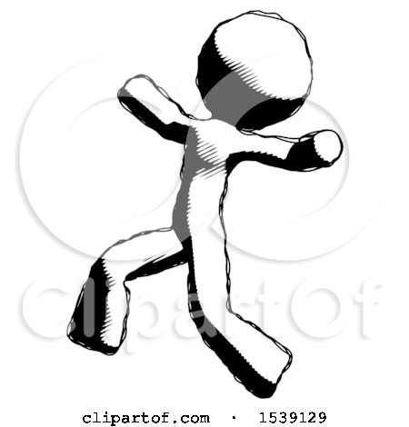 Ink Design Mascot Man Running Away in Hysterical Panic Direction Left by Leo Blanchette