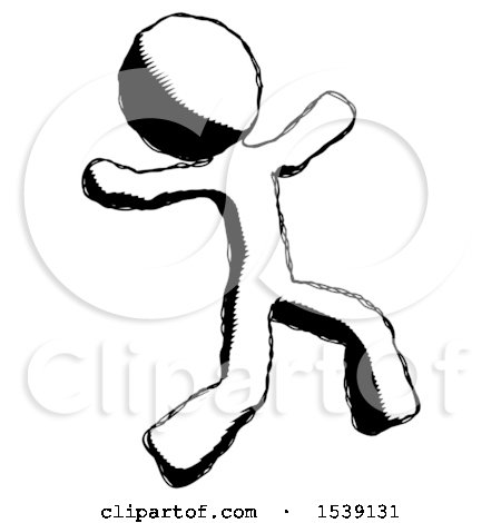 Ink Design Mascot Man Running Away in Hysterical Panic Direction Right by Leo Blanchette