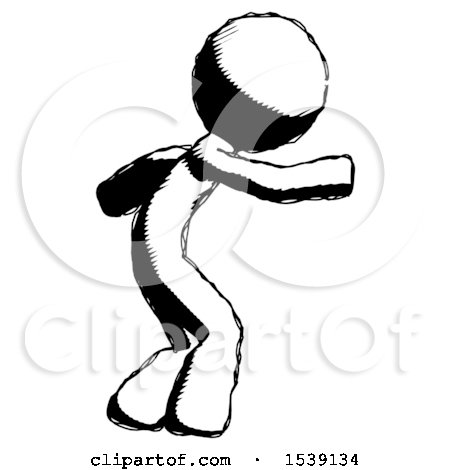 Ink Design Mascot Man Sneaking While Reaching for Something by Leo Blanchette