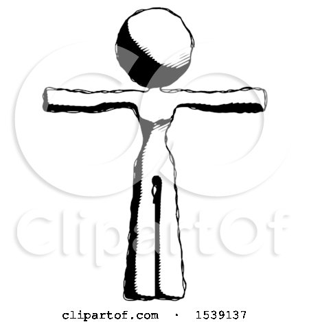 Ink Design Mascot Woman T-Pose Arms up Standing by Leo Blanchette