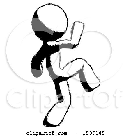 Ink Design Mascot Man Kick Pose Start by Leo Blanchette