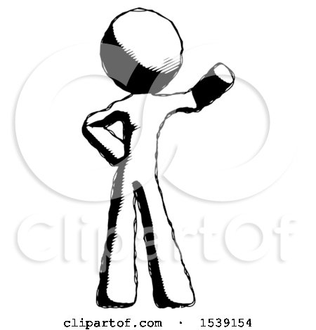 Ink Design Mascot Man Waving Left Arm with Hand on Hip by Leo Blanchette