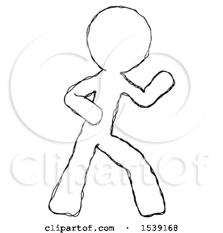 Sketch Design Mascot Man Martial Arts Defense Pose Right by Leo Blanchette
