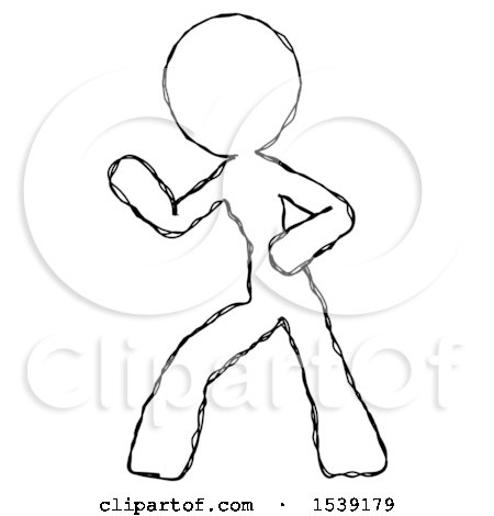 Sketch Design Mascot Woman Martial Arts Defense Pose Left by Leo Blanchette