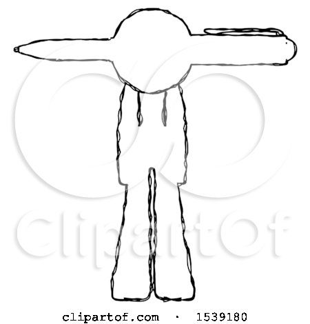 Sketch Design Mascot Woman Pen Stuck Through Head by Leo Blanchette
