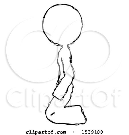 Sketch Design Mascot Woman Kneeling Left by Leo Blanchette