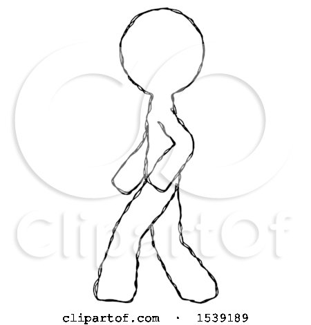 Sketch Design Mascot Man Walking Left Side View by Leo Blanchette