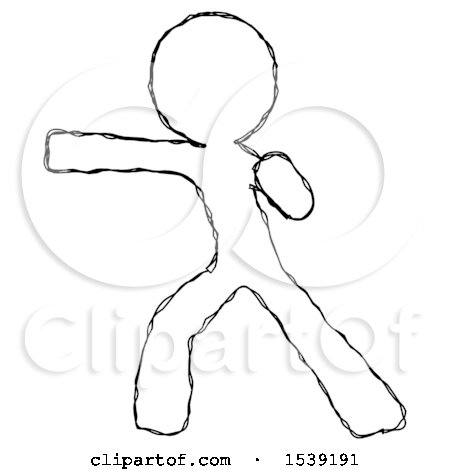 Sketch Design Mascot Man Martial Arts Punch Left by Leo Blanchette