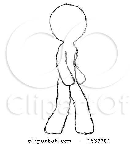 Sketch Design Mascot Man Walking Turned Right Front View by Leo Blanchette