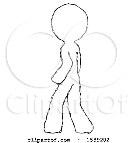 Sketch Design Mascot Man Walking Away Direction Left View by Leo Blanchette