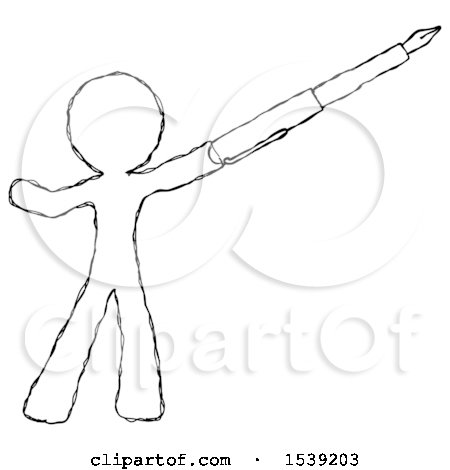 Sketch Design Mascot Man Pen Is Mightier Than the Sword Calligraphy Pose by Leo Blanchette
