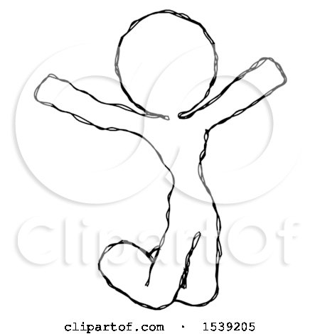 Sketch Design Mascot Woman Jumping or Kneeling with Gladness by Leo Blanchette